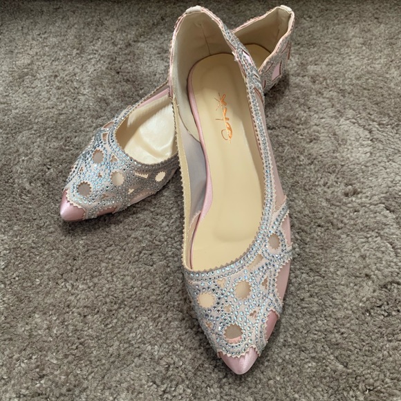 XYD Women Elegant Pointed Toe Rhinestone Flats - Picture 7 of 14